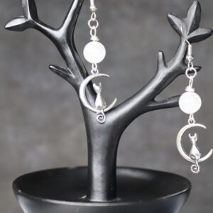 Oorbellen met Maansteen kralen