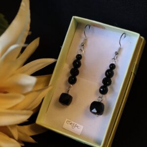 Oorbellen met Zwarte Onyx kralen