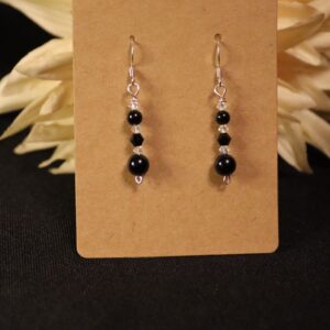 Oorbellen met Zwarte Toermalijn en Swarovski kralen