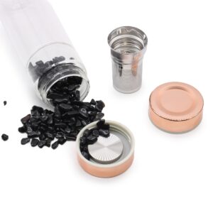 Kristallen glazen Thee-ei Fles- Rosé Goud - Rozenkwarts Kristallen glazen Thee-ei Fles- Rosé Goud - Rozenkwarts