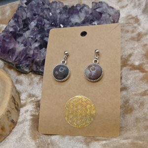 Oorbellen met cabochons Indian Agate - oorstekers