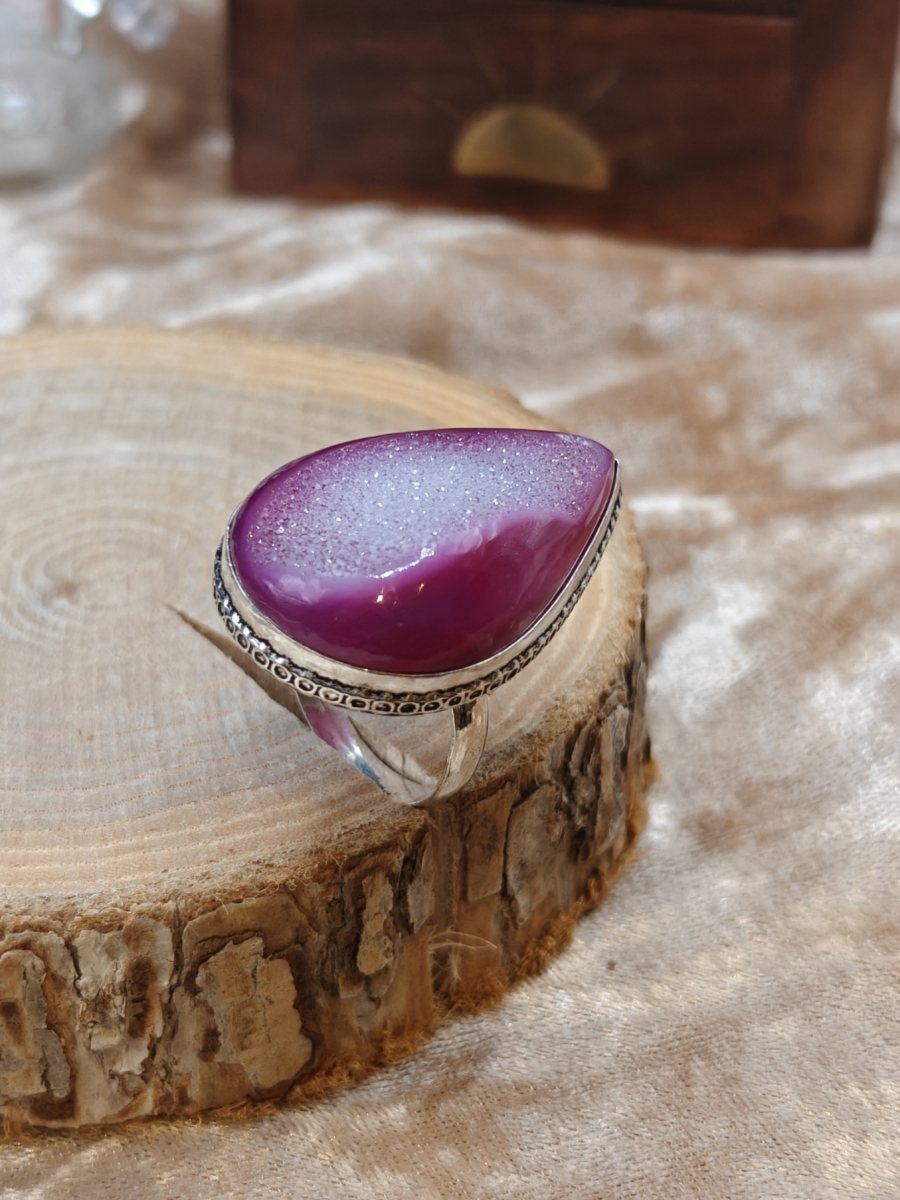 Ring Agaat (geverfd) - 925SS - Maat 7