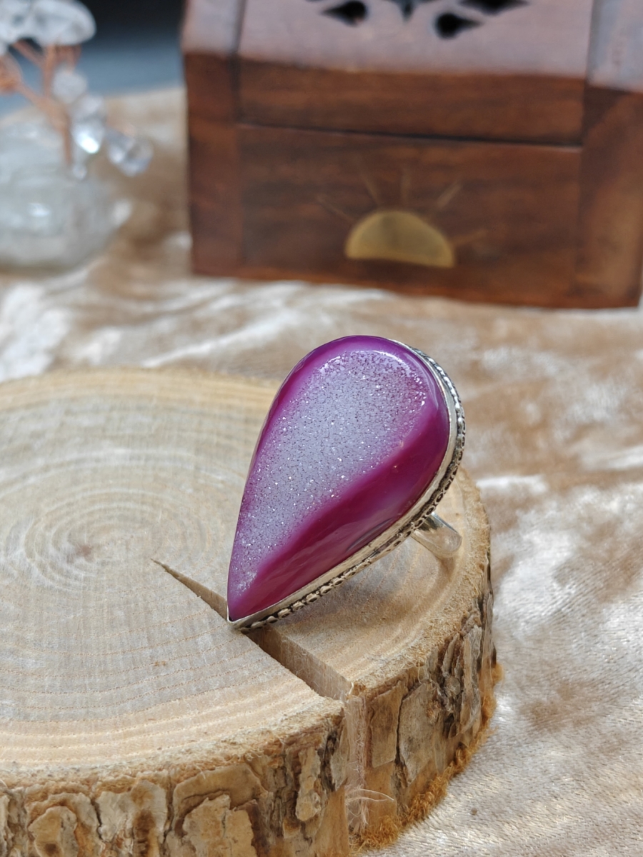 Ring Agaat (geverfd) - 925SS - Maat 7