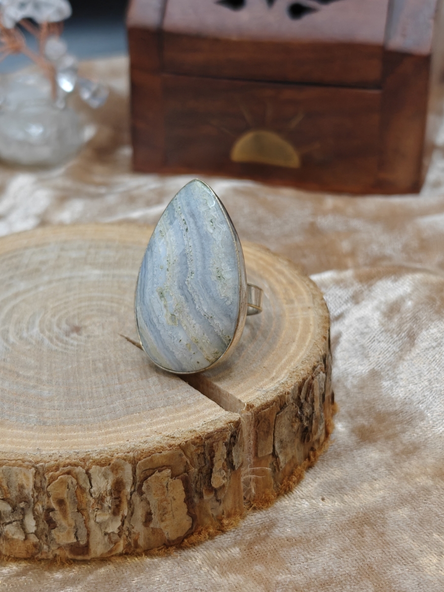Ring Blue Lace Chalcedoon - 925SS - Maat 5,75