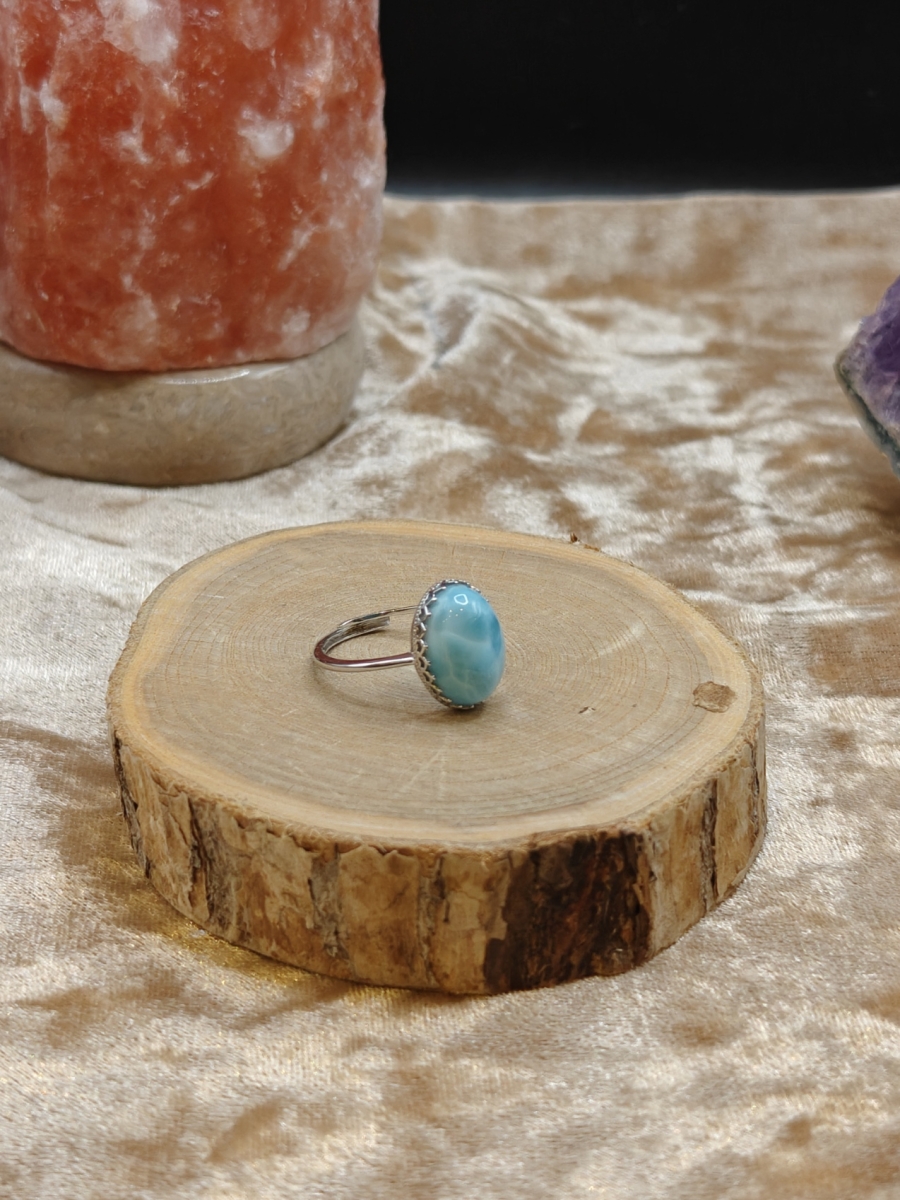 Ring met Larimar 925 Sterling Silver - Aanpasbare maat