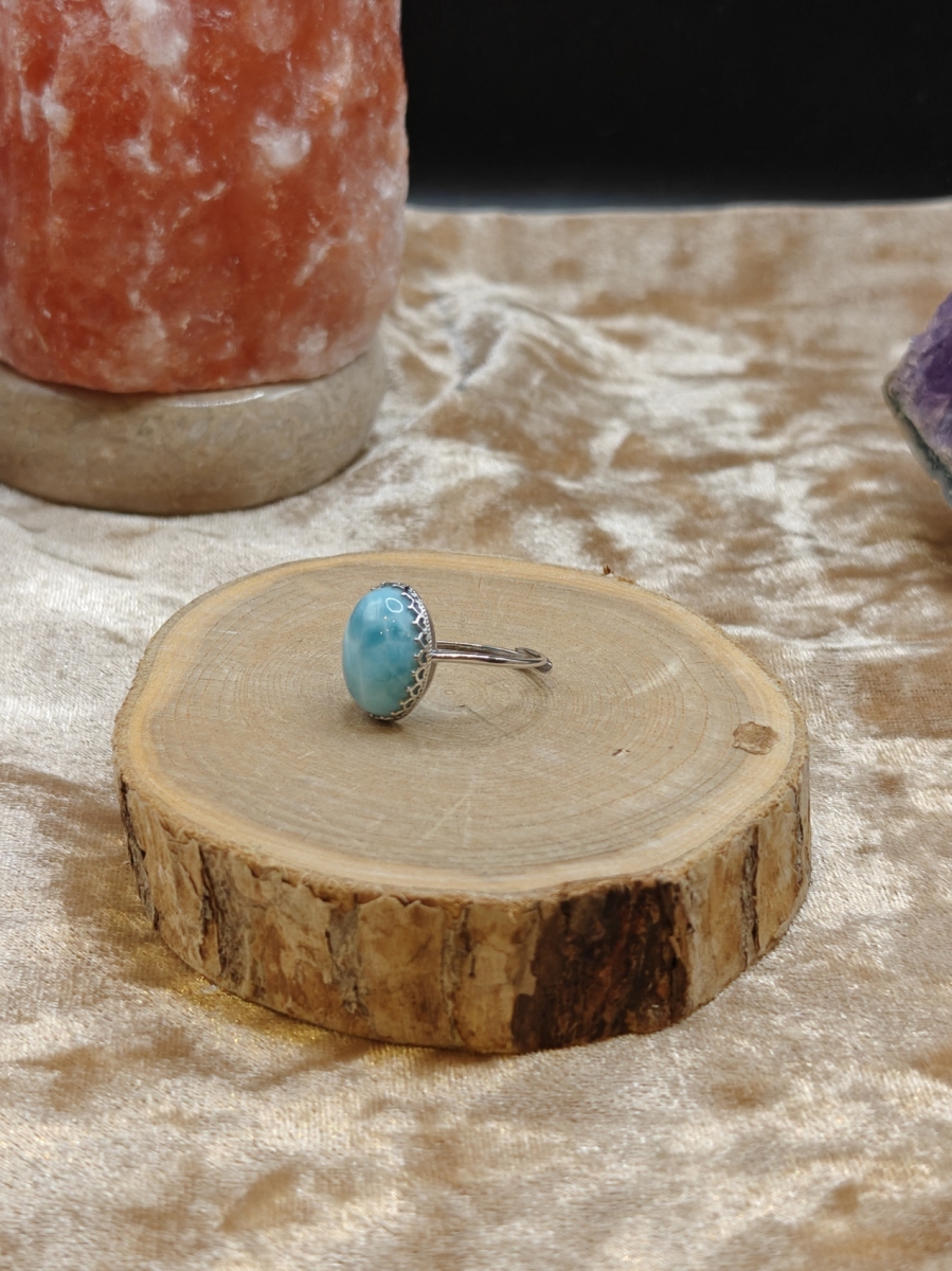 Ring met Larimar 925 Sterling Silver - Aanpasbare maat