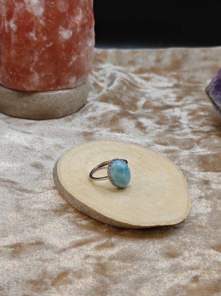 Ring met Larimar 925 Sterling Silver - Aanpasbare maat