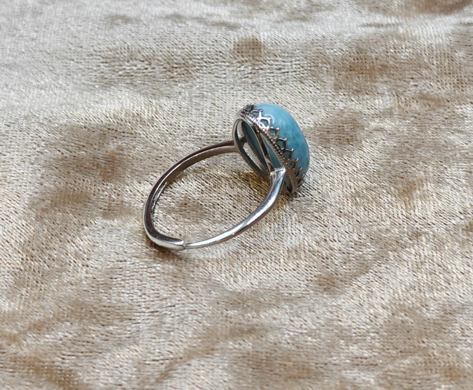 Ring met Larimar 925 Sterling Silver - Aanpasbare maat