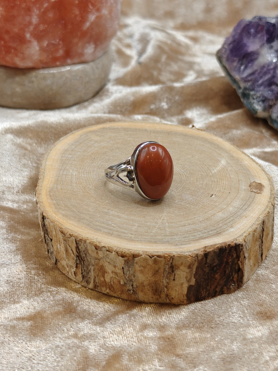 Ring met Rode Jaspis - 925 Sterling Silver - Maat aanpasbaar