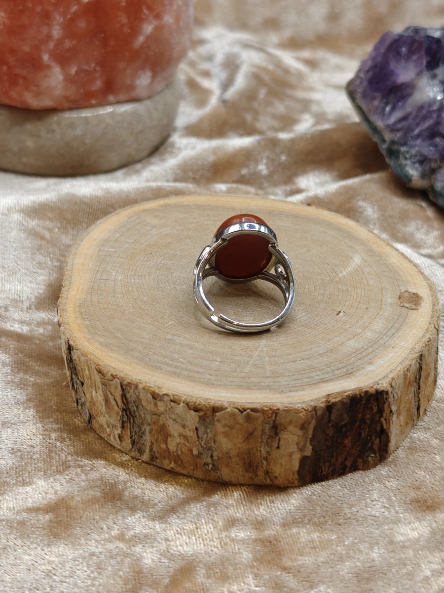 Ring met Rode Jaspis - 925 Sterling Silver - Maat aanpasbaar