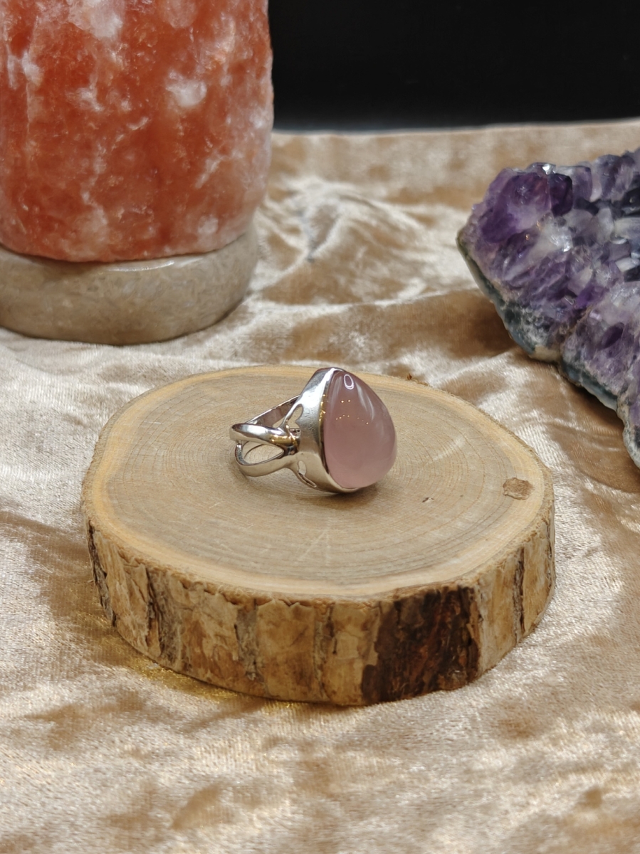 Ring met Rozenkwarts 925 Sterling Silver - Maat volgt