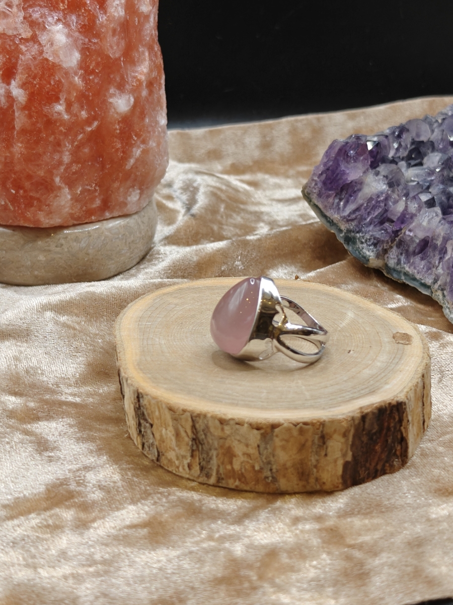 Ring met Rozenkwarts 925 Sterling Silver - Maat volgt