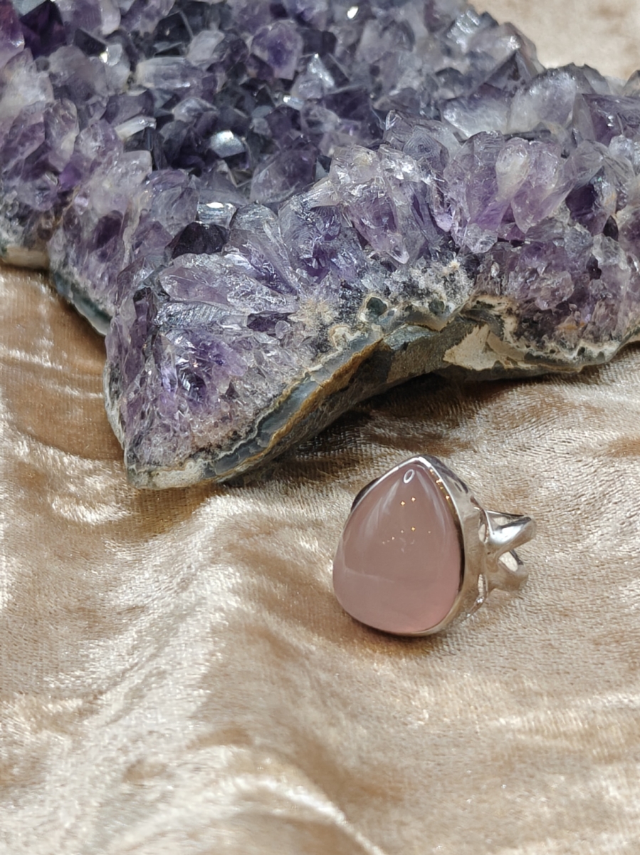 Ring met Rozenkwarts 925 Sterling Silver - Maat volgt