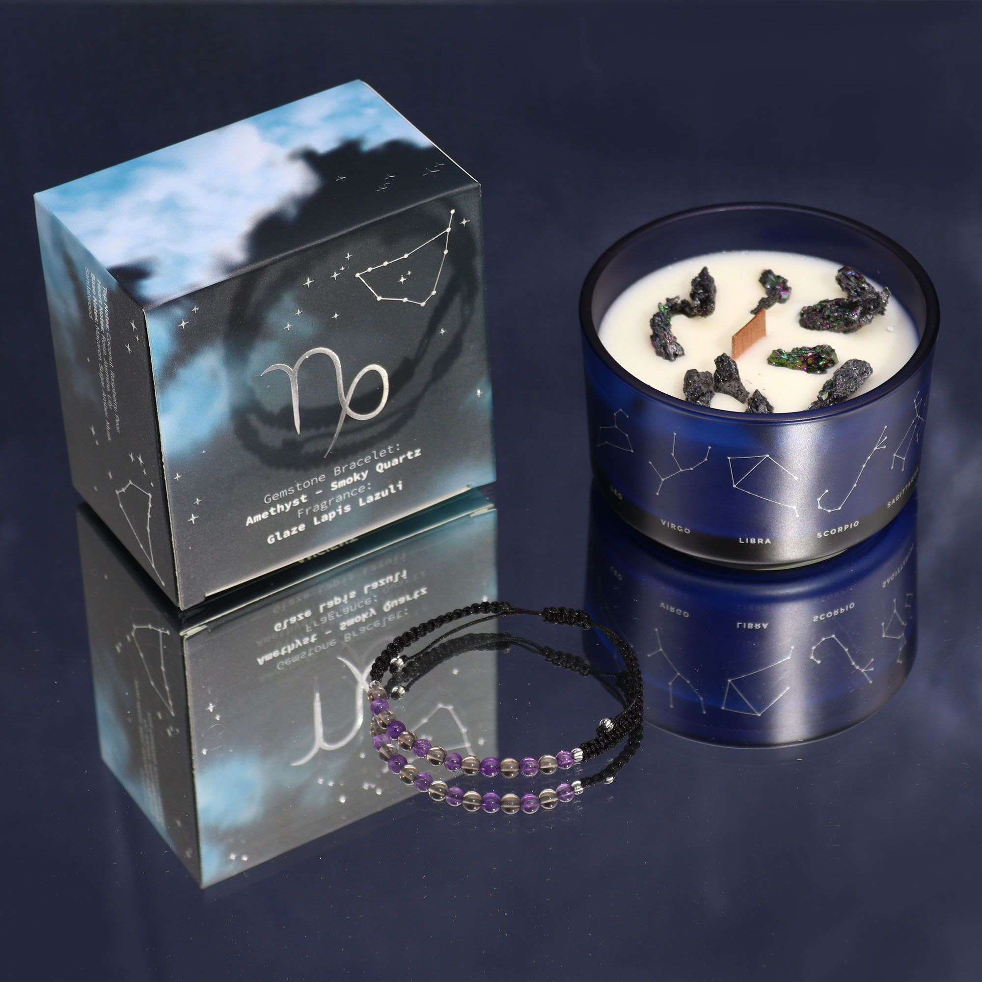 Zodiac Crystal Candle with Gemstone Bracelet - Capricorn - Afbeelding 2