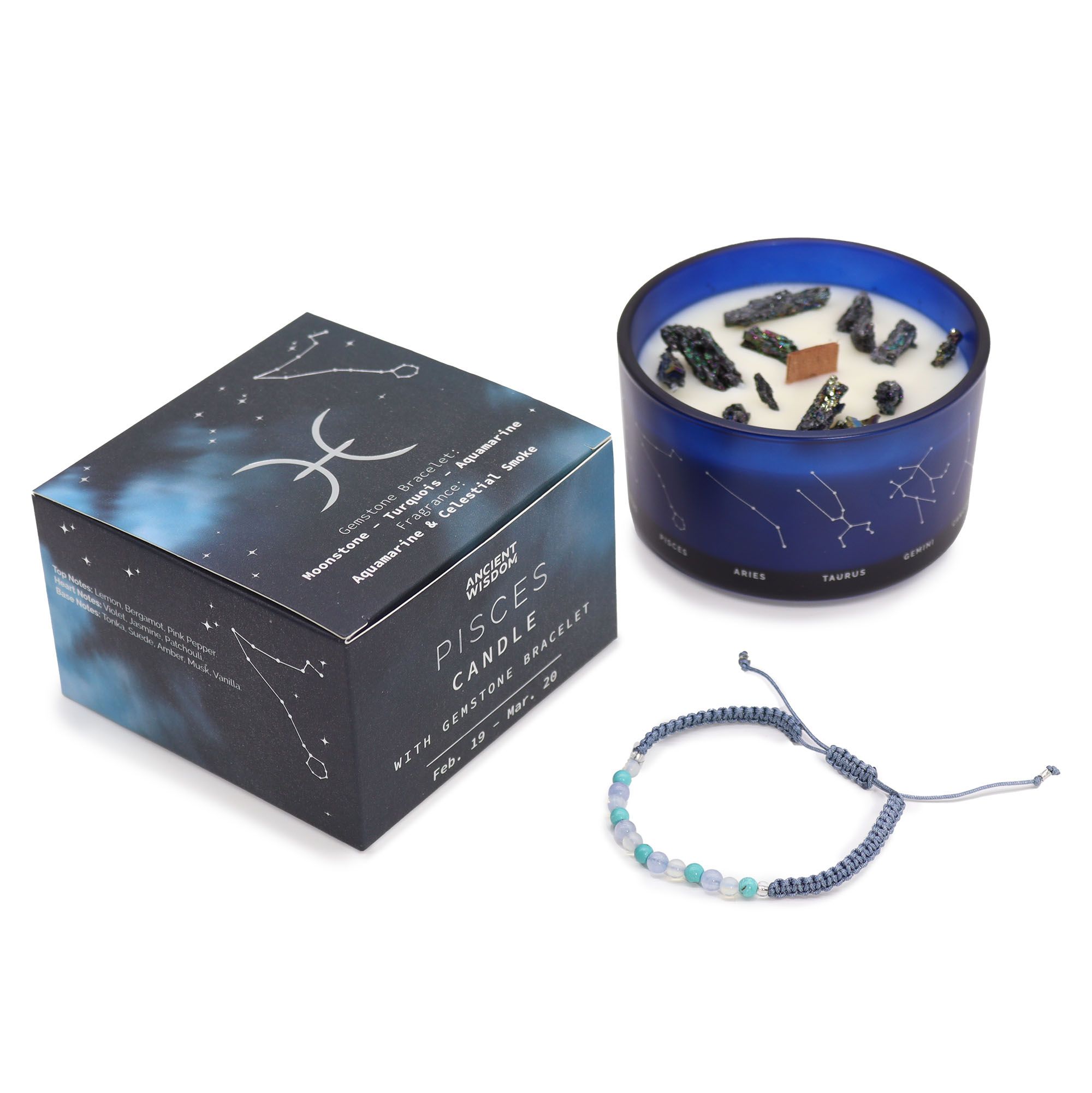 Zodiac Crystal Candle with Gemstone Bracelet - Pisces - Afbeelding 5