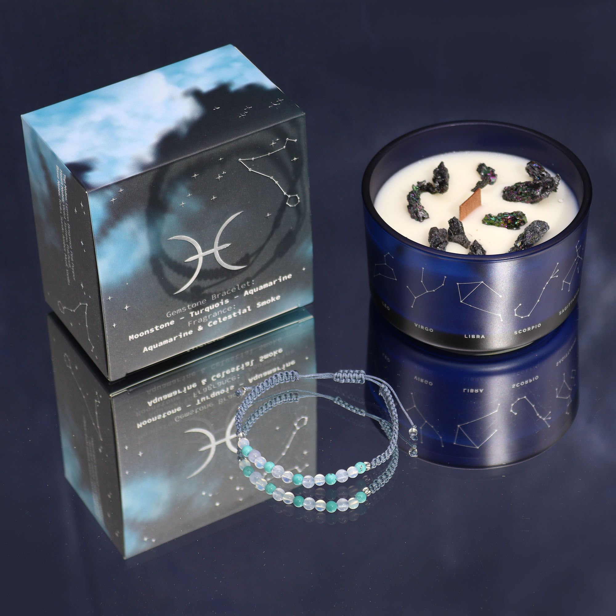 Zodiac Crystal Candle with Gemstone Bracelet - Pisces - Afbeelding 6