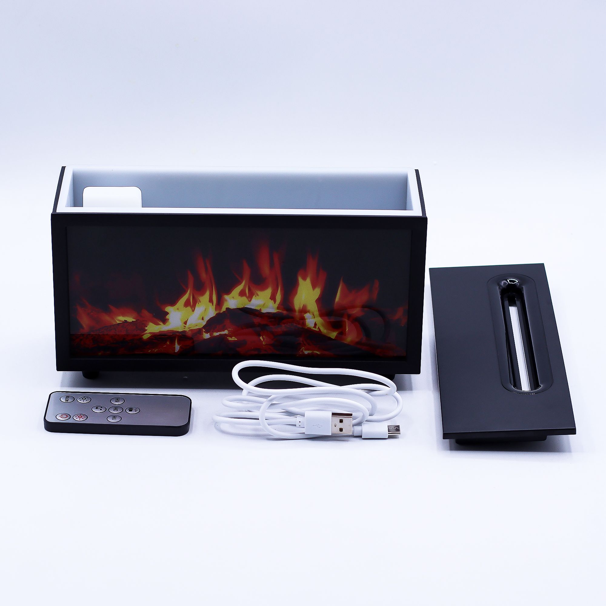 Flame Effect Aroma Diffuser with Birdsound - Black USB - Colour Change - Afbeelding 10