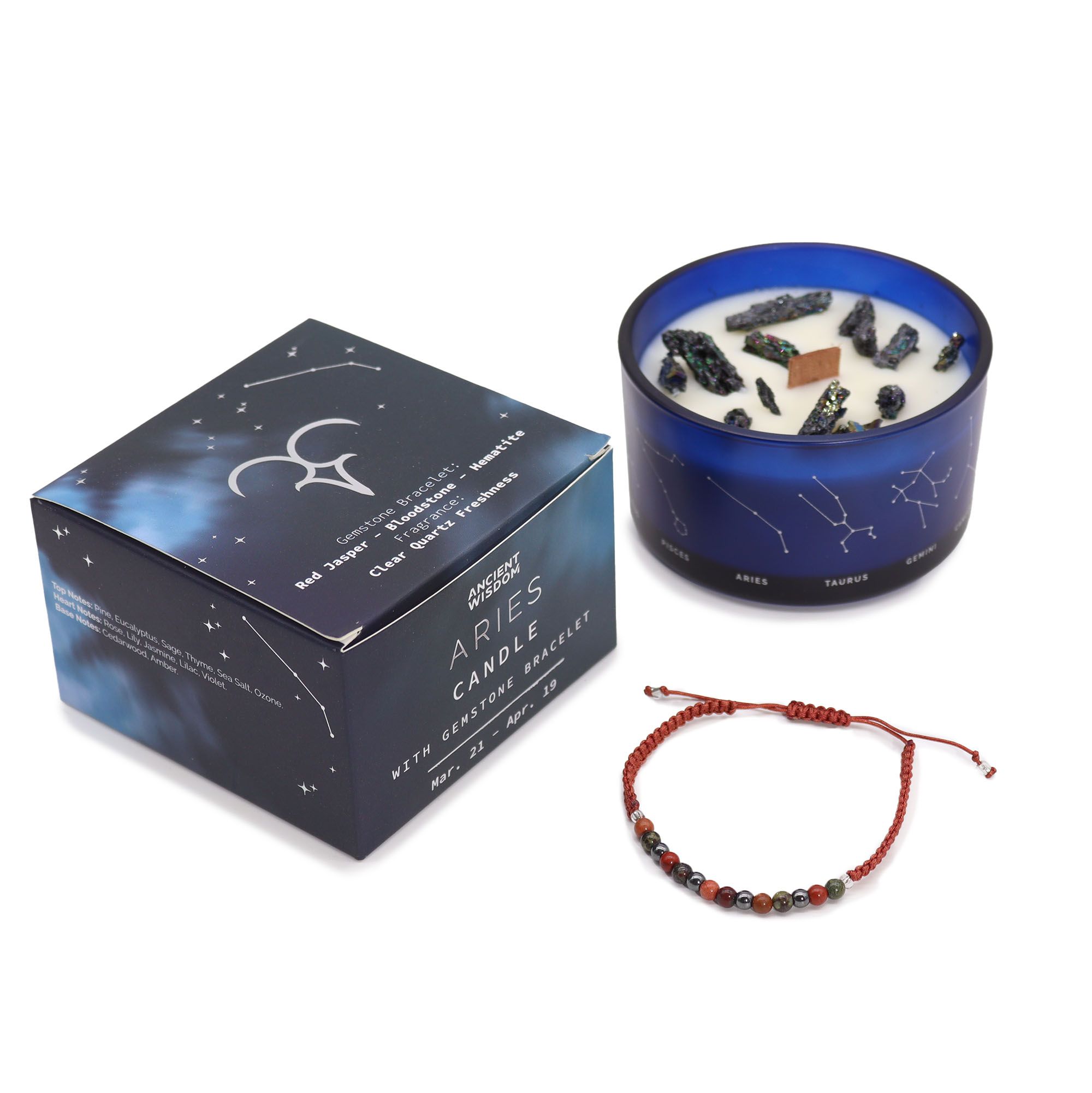 Zodiac Crystal Candle with Gemstone Bracelet - Aries - Afbeelding 5