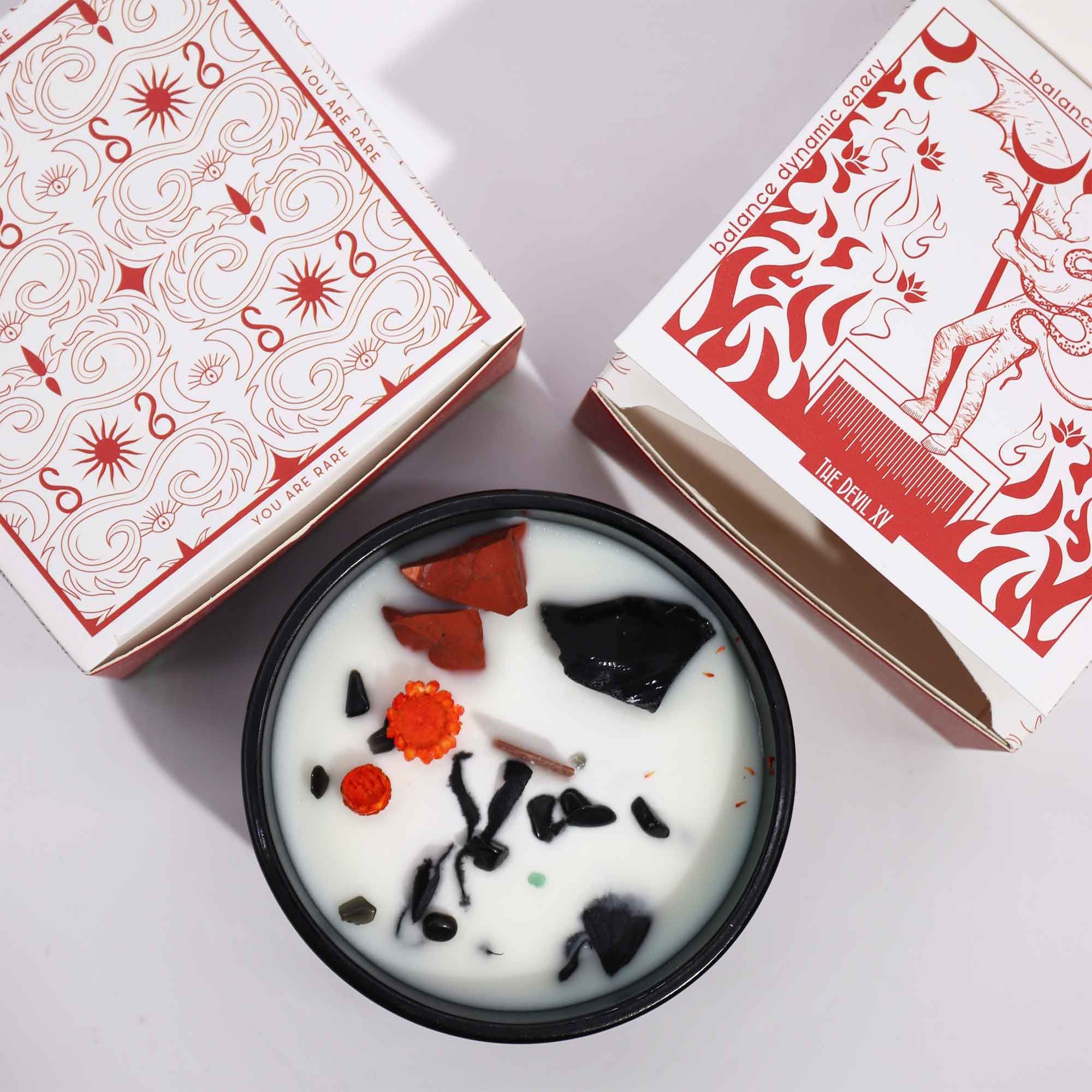 Hop Hare Crystal Magic Flower Candle - The Devil - Afbeelding 4