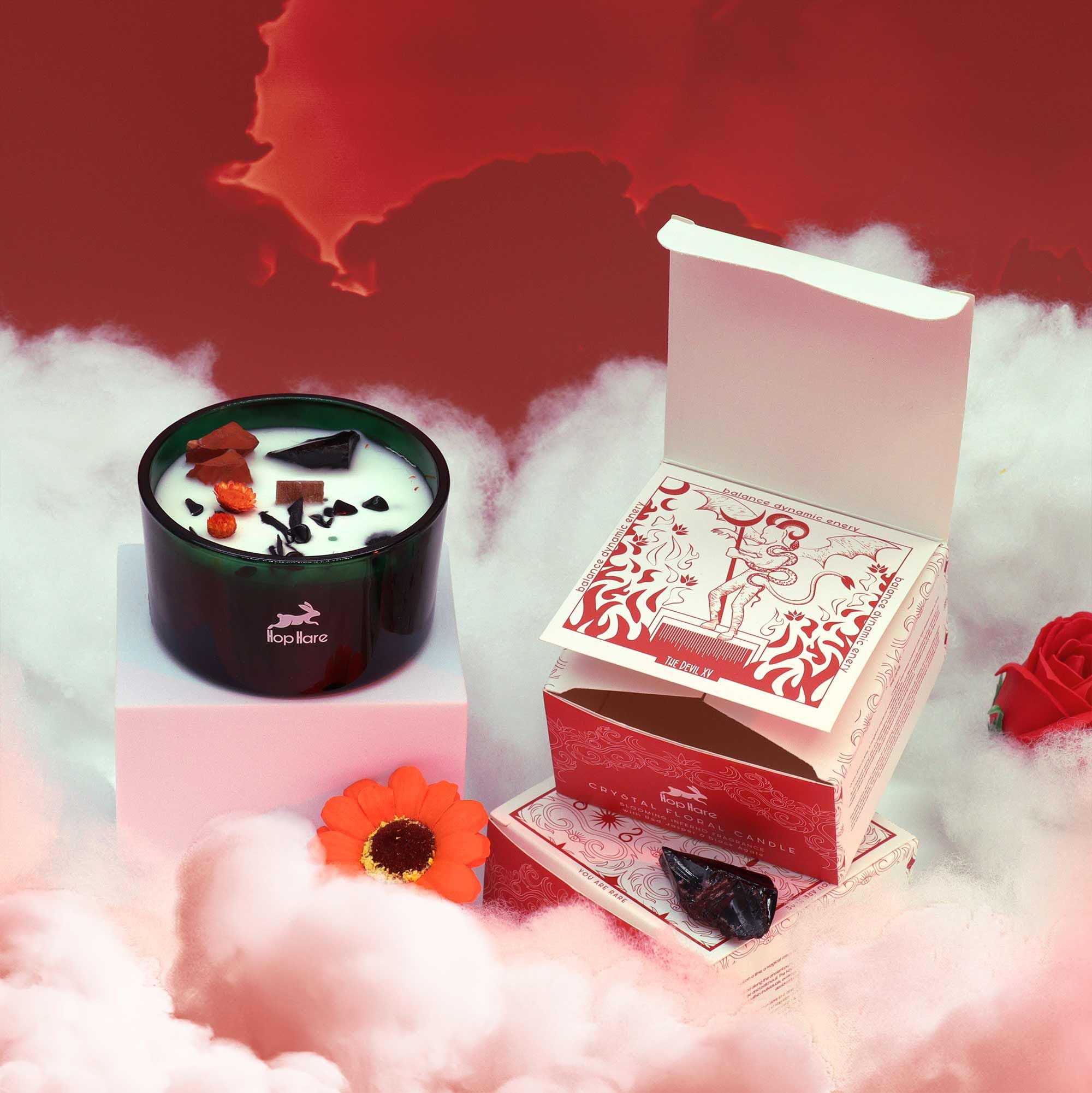 Hop Hare Crystal Magic Flower Candle - The Devil - Afbeelding 3