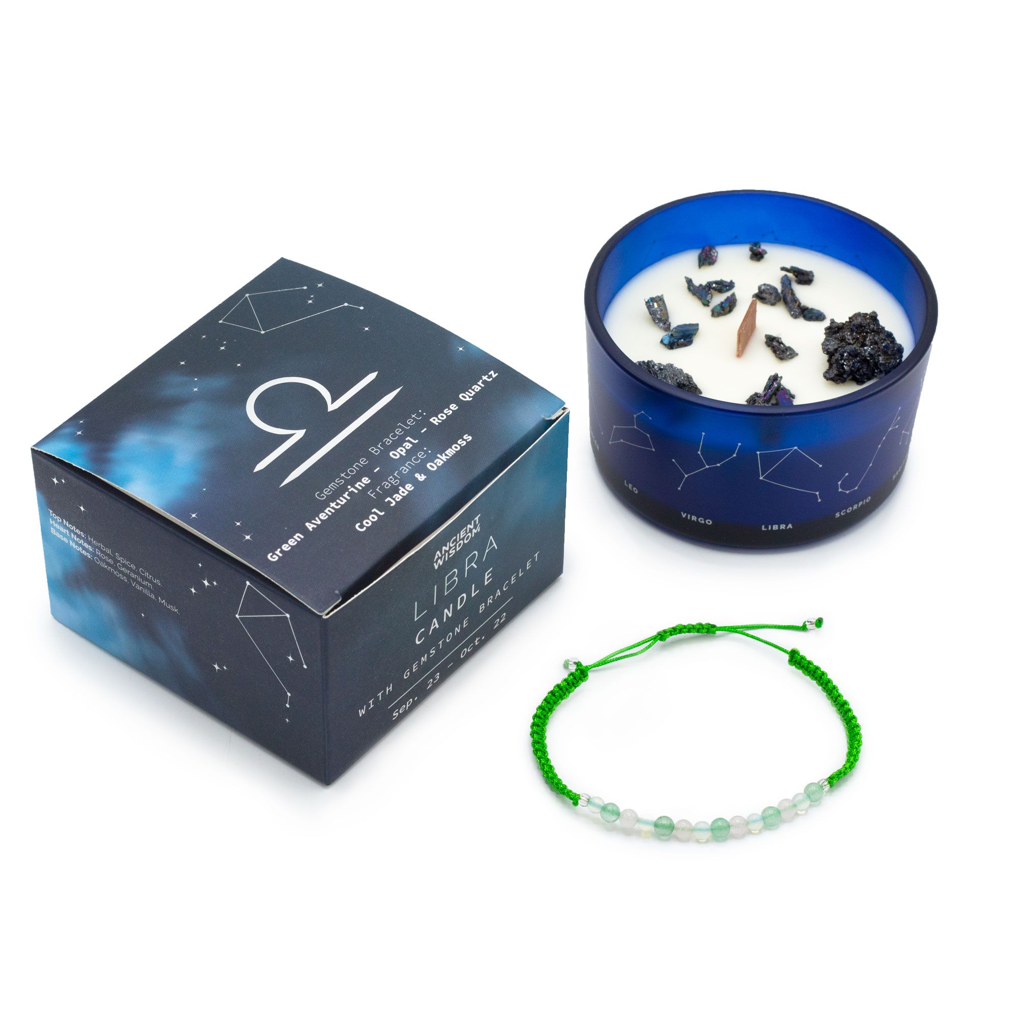 Zodiac Crystal Candle with Gemstone Bracelet - Libra - Afbeelding 2