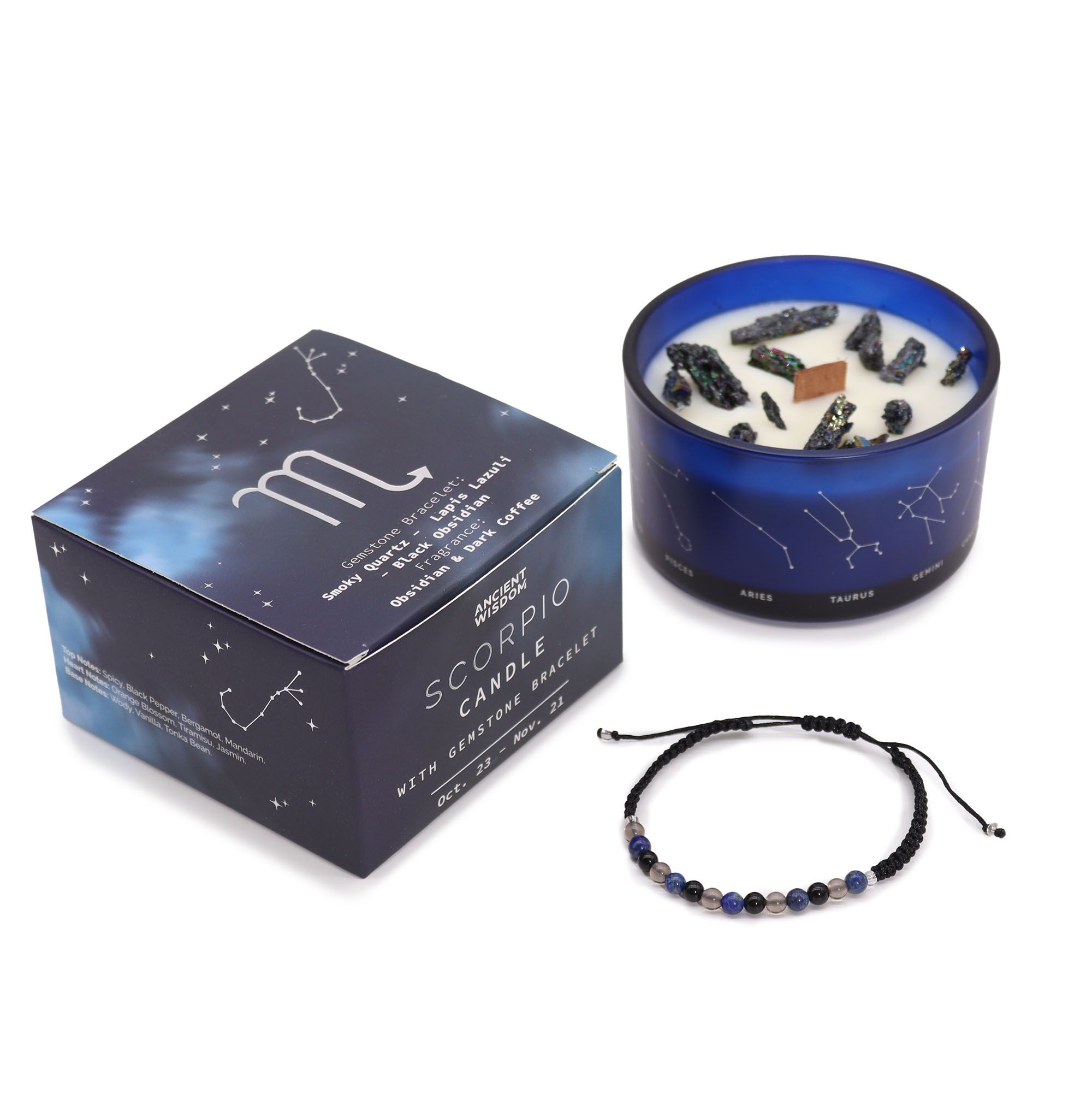 Zodiac Crystal Candle with Gemstone Bracelet - Scorpio - Afbeelding 4
