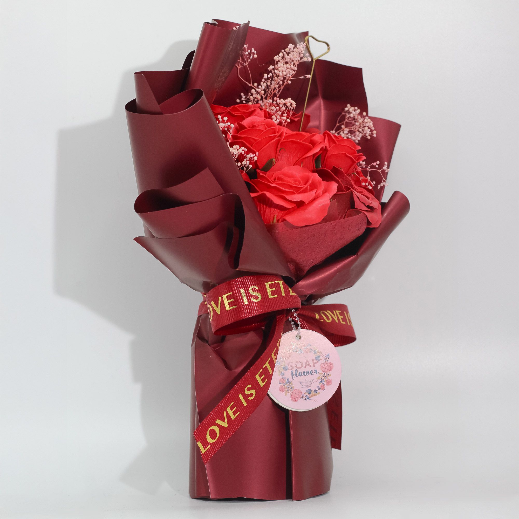 Large Red Roses Bouquet - Love is Eternal - Gift Card - Afbeelding 3