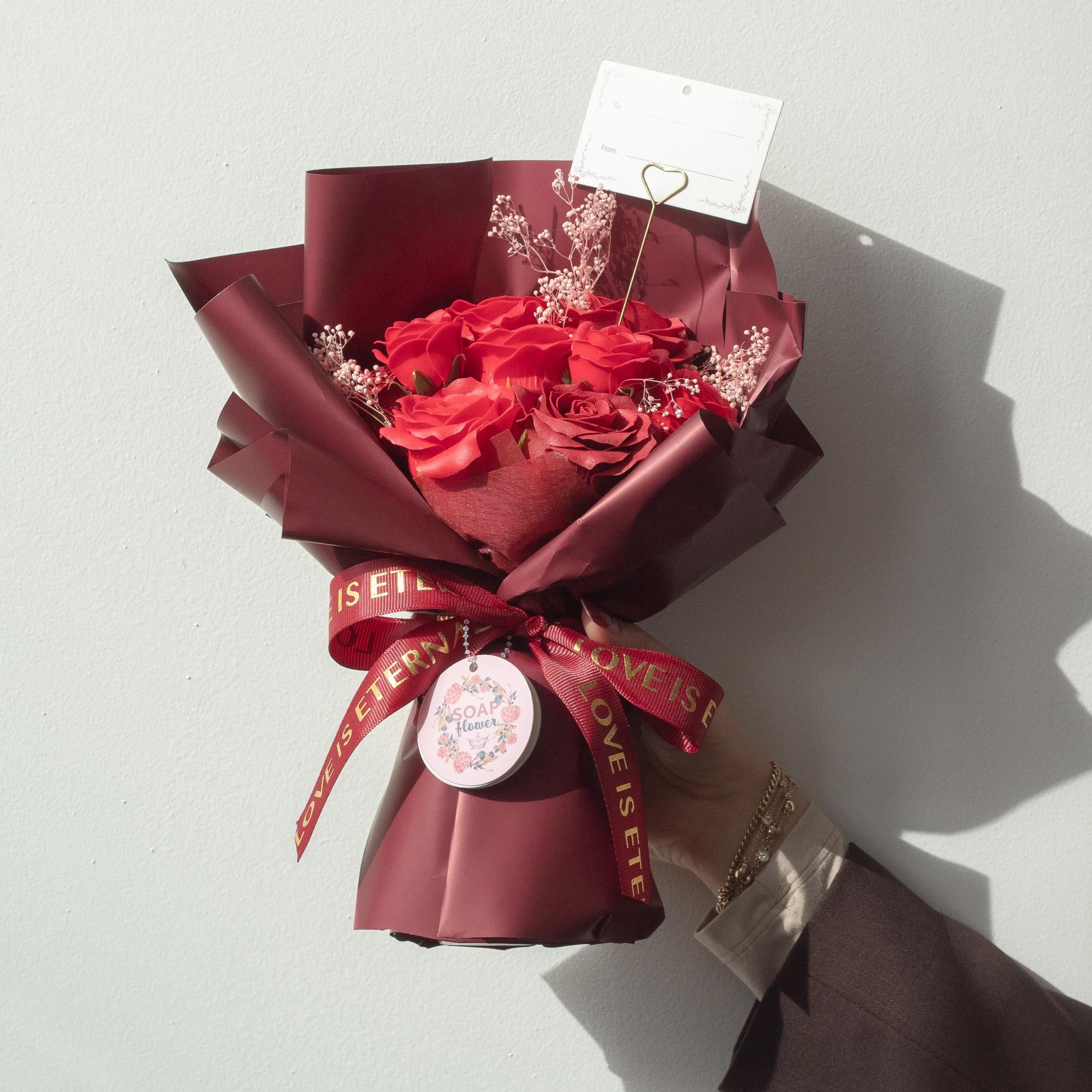 Large Red Roses Bouquet - Love is Eternal - Gift Card - Afbeelding 6