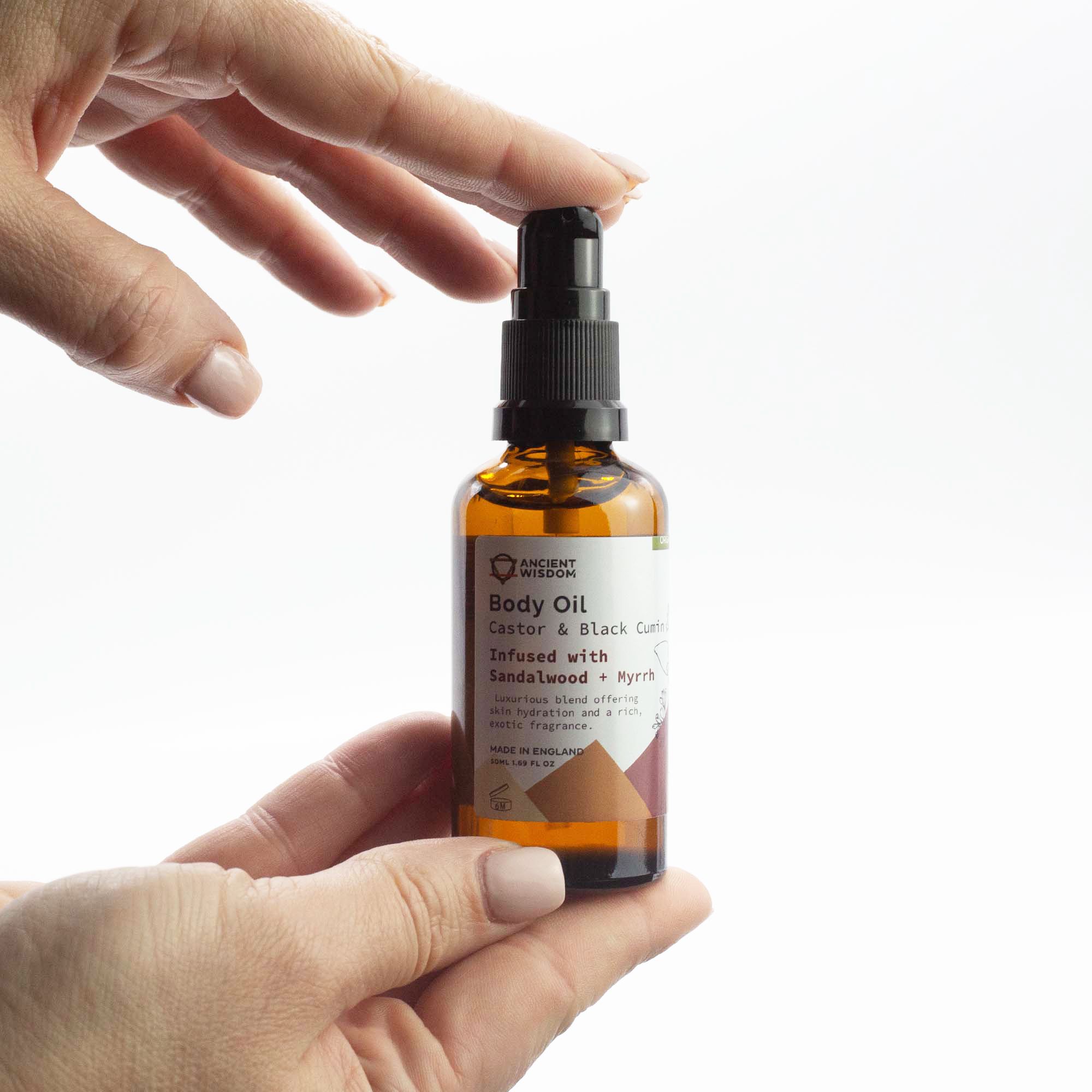 Organic Body Oil 50ml - Sandalwood & Myrrh - Afbeelding 2