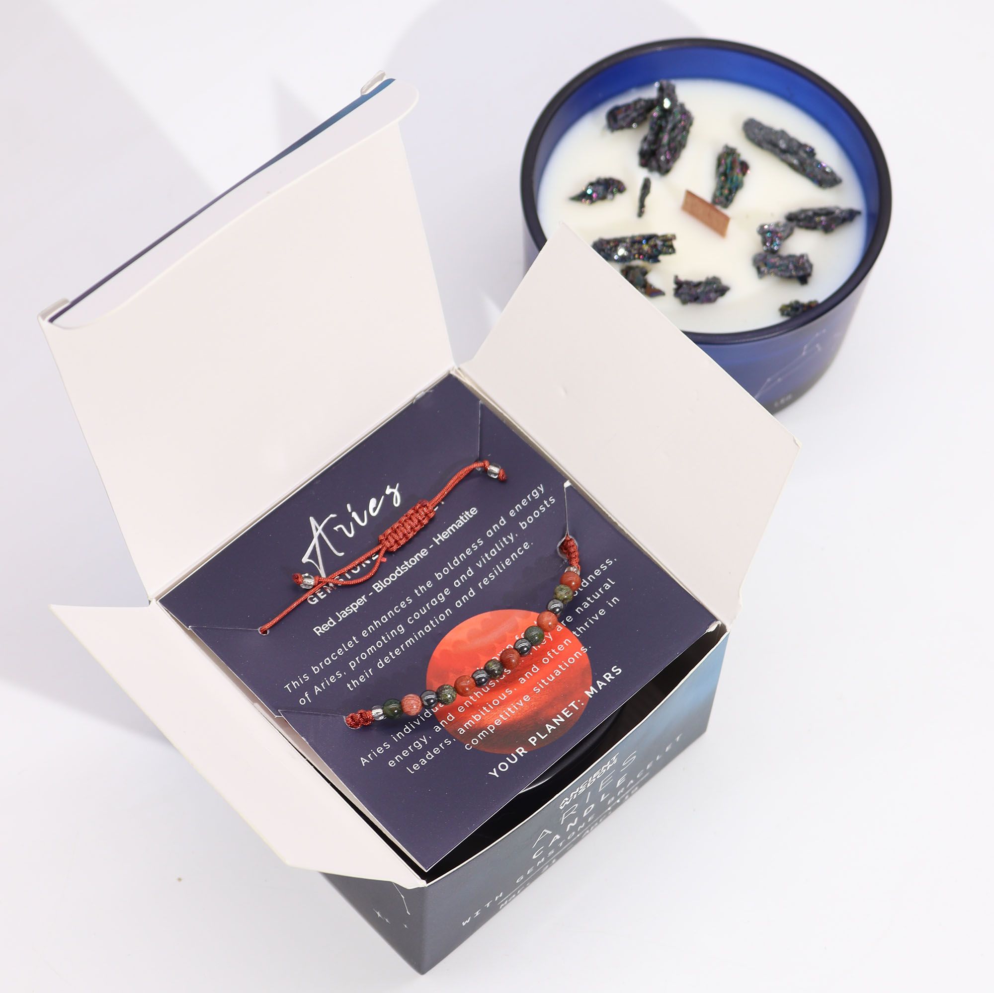 Zodiac Crystal Candle with Gemstone Bracelet - Aries - Afbeelding 4