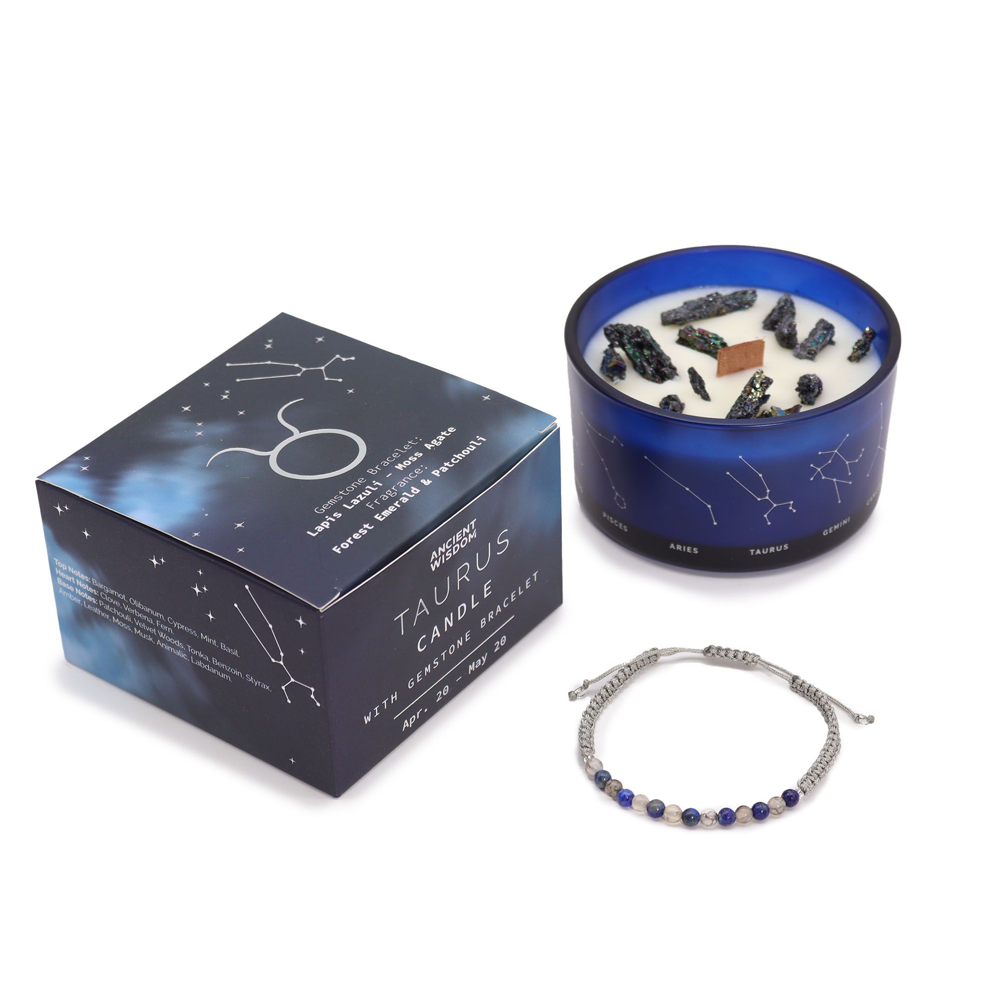 Zodiac Crystal Candle with Gemstone Bracelet - Taurus - Afbeelding 4
