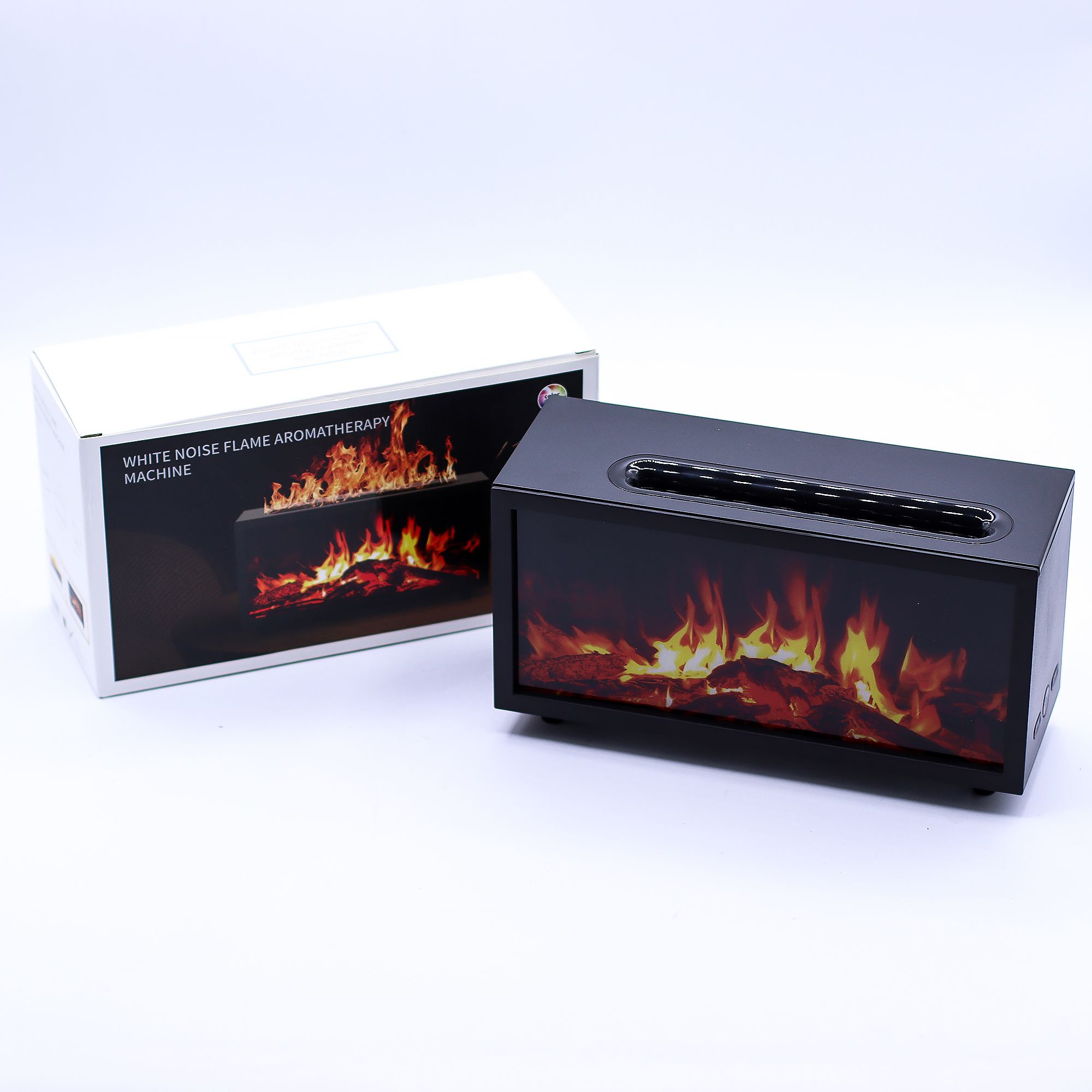 Flame Effect Aroma Diffuser with Birdsound - Black USB - Colour Change - Afbeelding 8