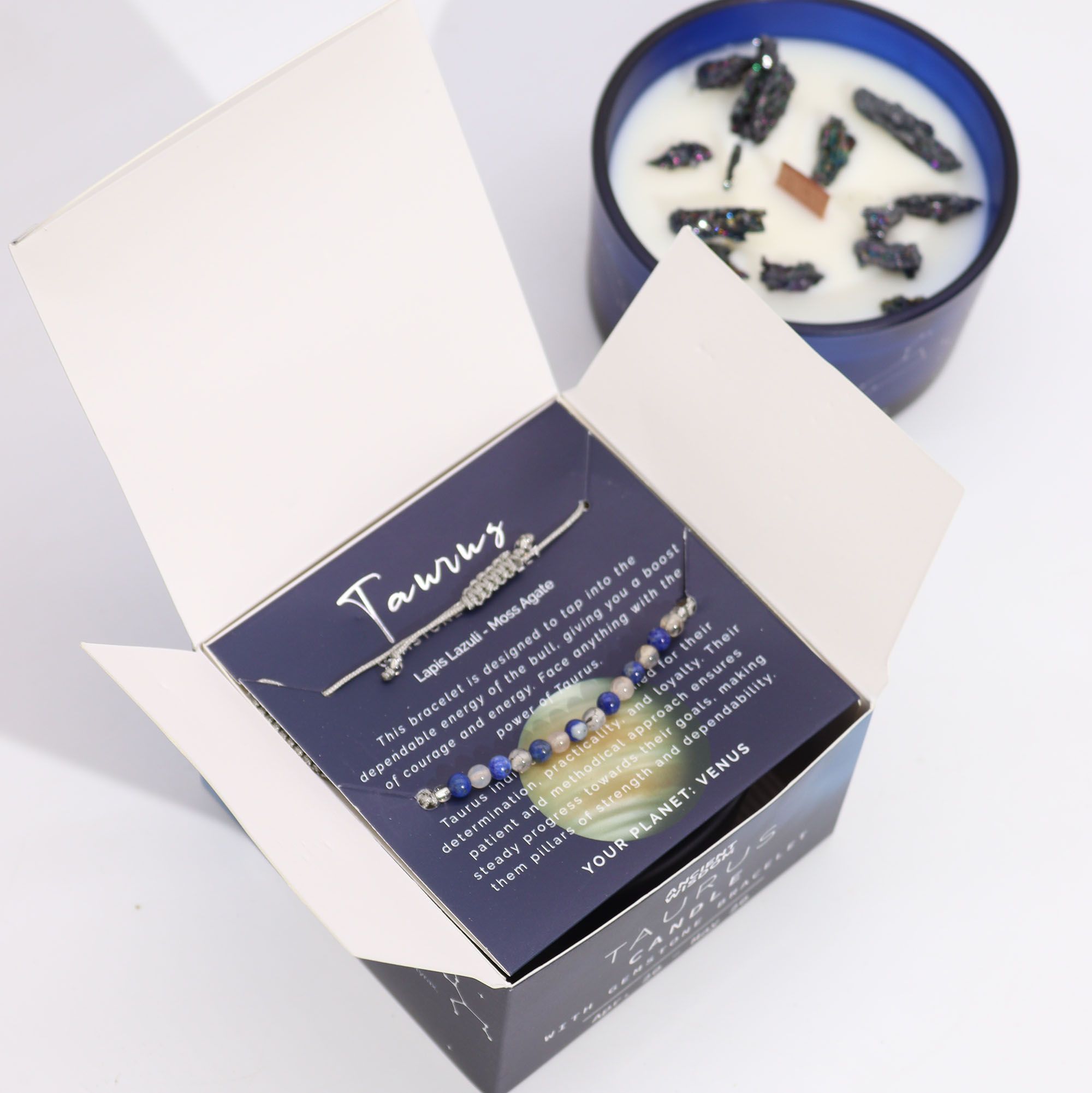 Zodiac Crystal Candle with Gemstone Bracelet - Taurus - Afbeelding 3