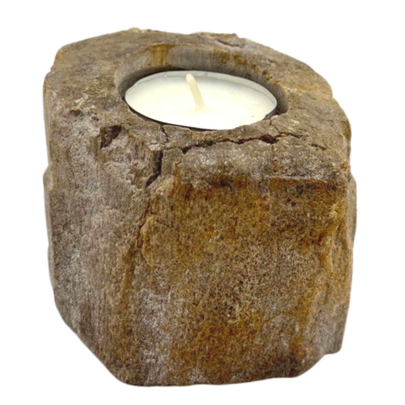 Petrified Wood Candle Holder - Single Low - Afbeelding 5