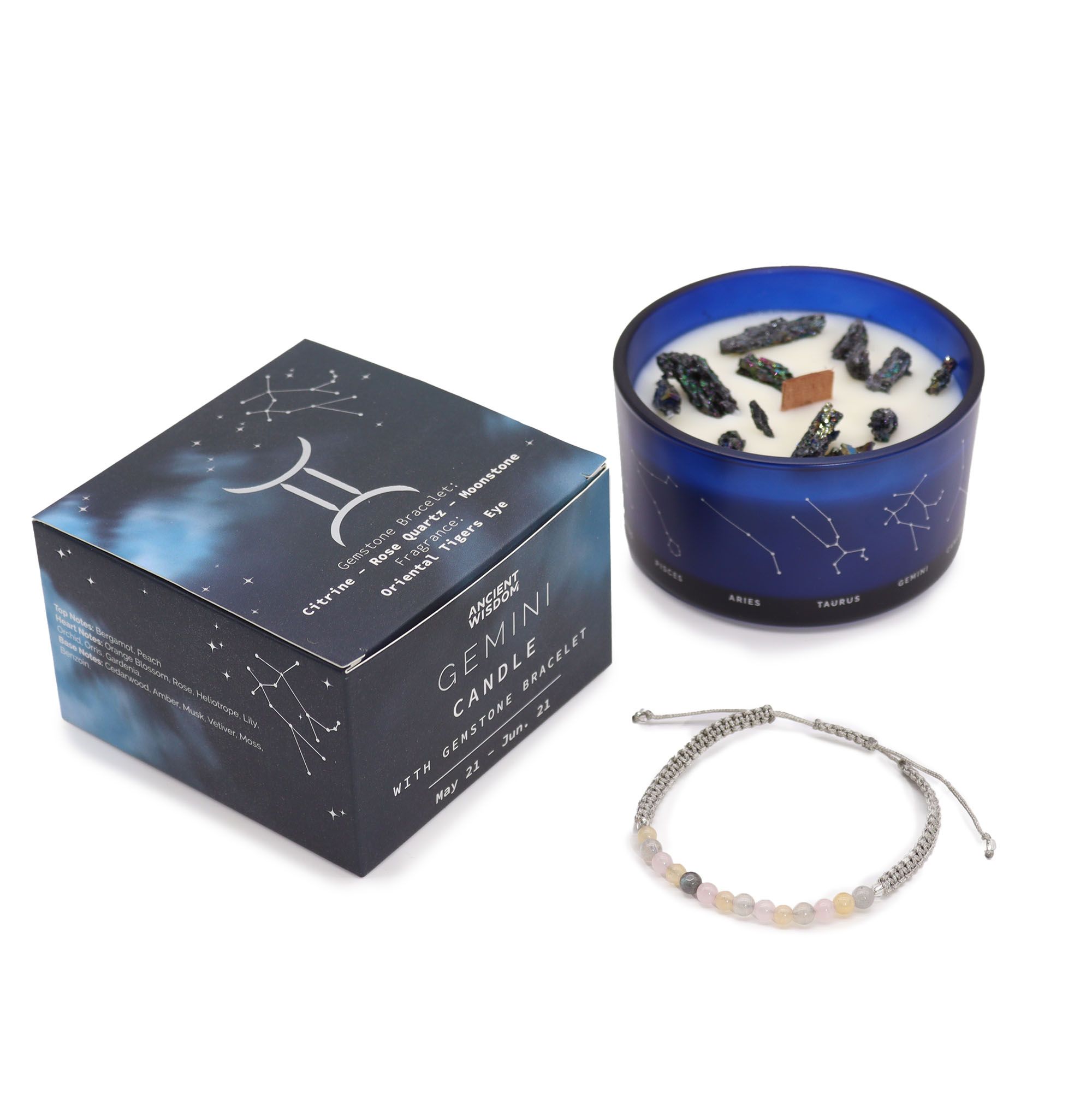 Zodiac Crystal Candle with Gemstone Bracelet - Gemini - Afbeelding 5