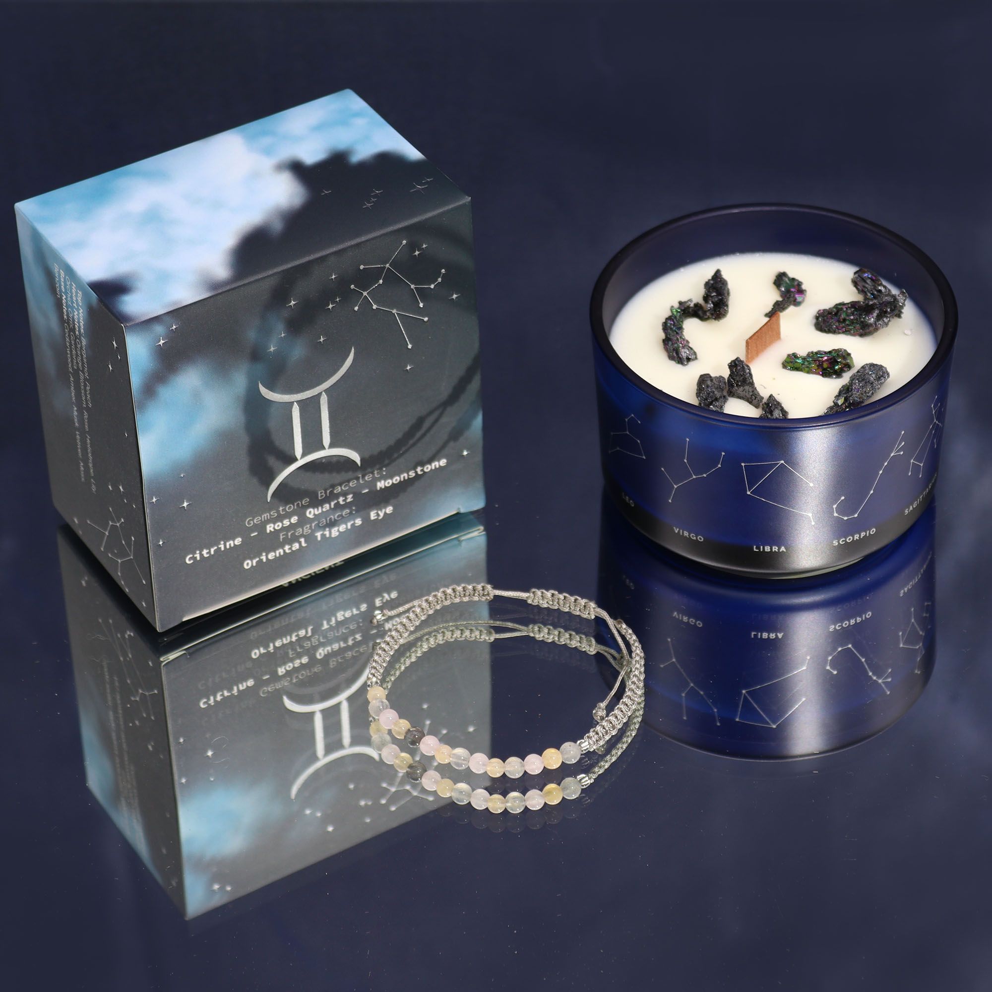 Zodiac Crystal Candle with Gemstone Bracelet - Gemini - Afbeelding 6