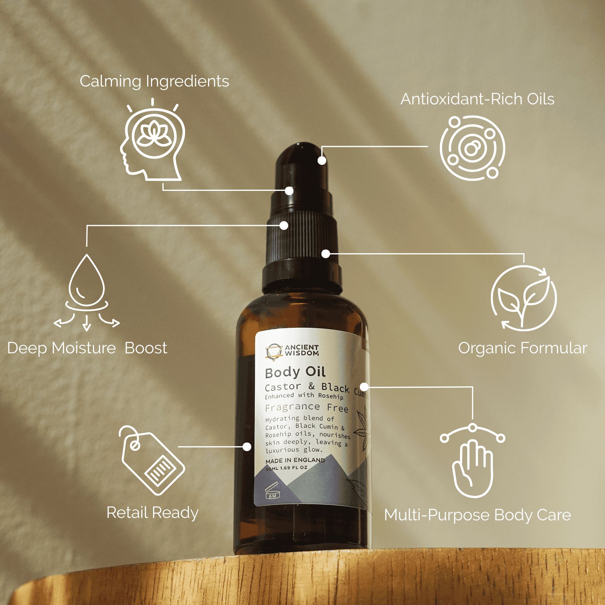 Organic Body Oil 50ml - Rosehip (Unfragranced) - Afbeelding 3