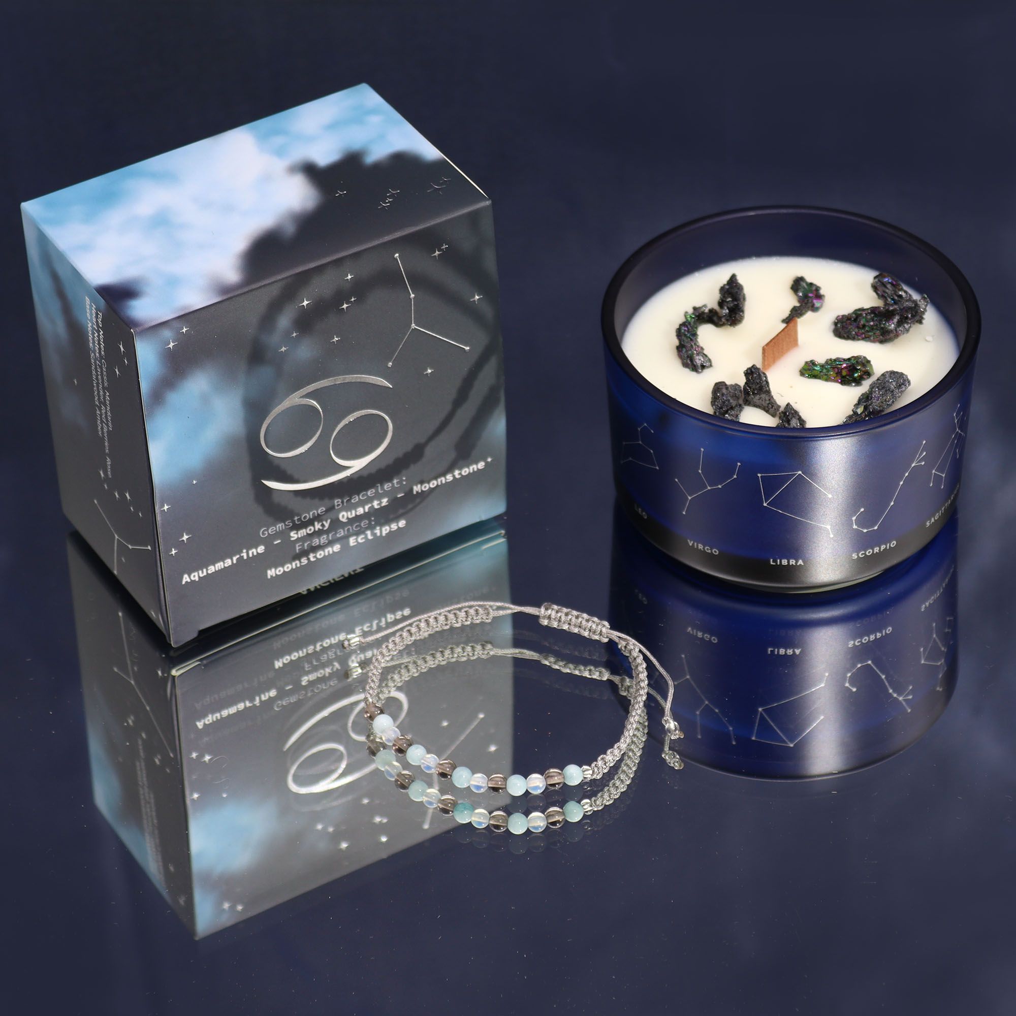 Zodiac Crystal Candle with Gemstone Bracelet - Cancer - Afbeelding 6