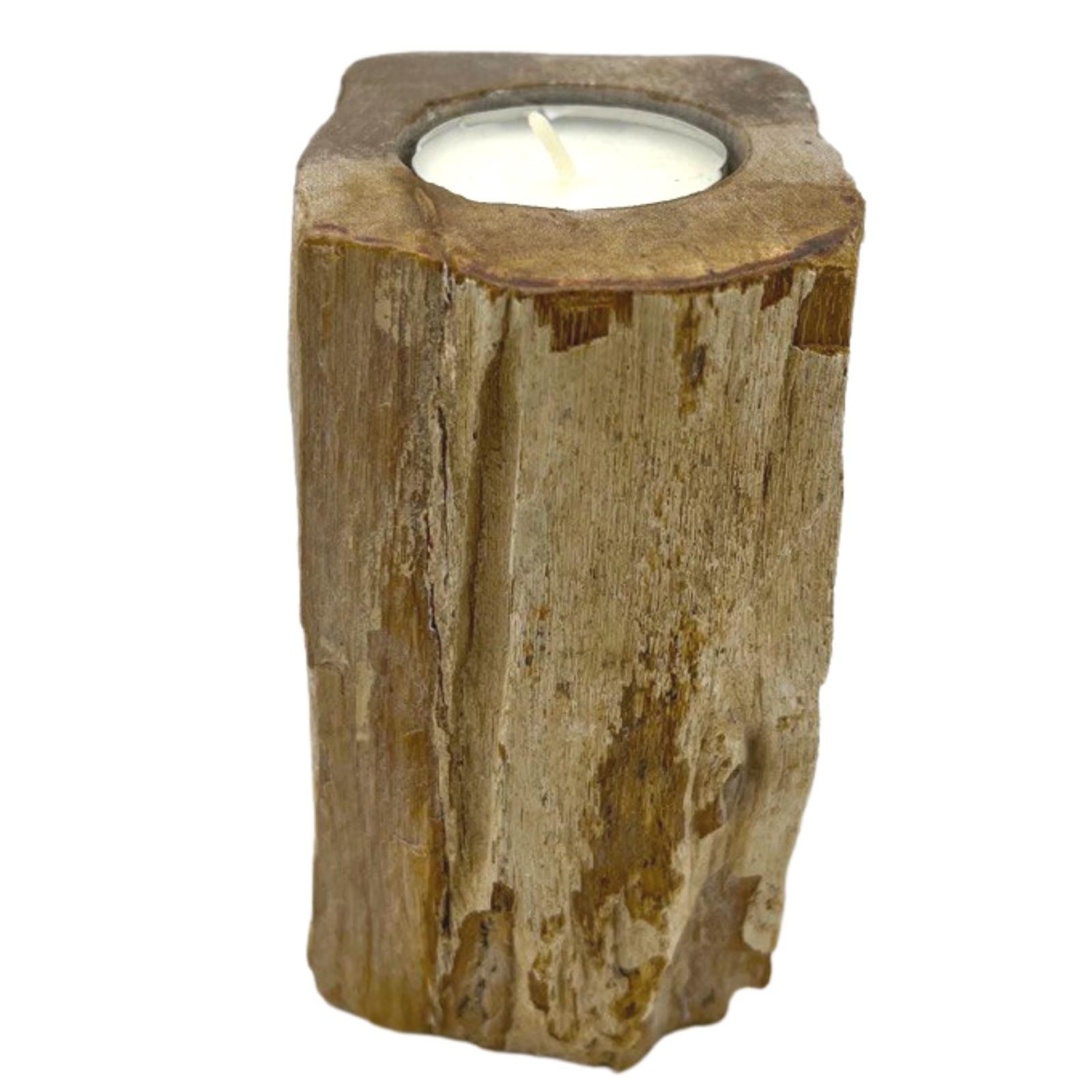 Petrified Wood Candle Holder - Single Tall - Afbeelding 2