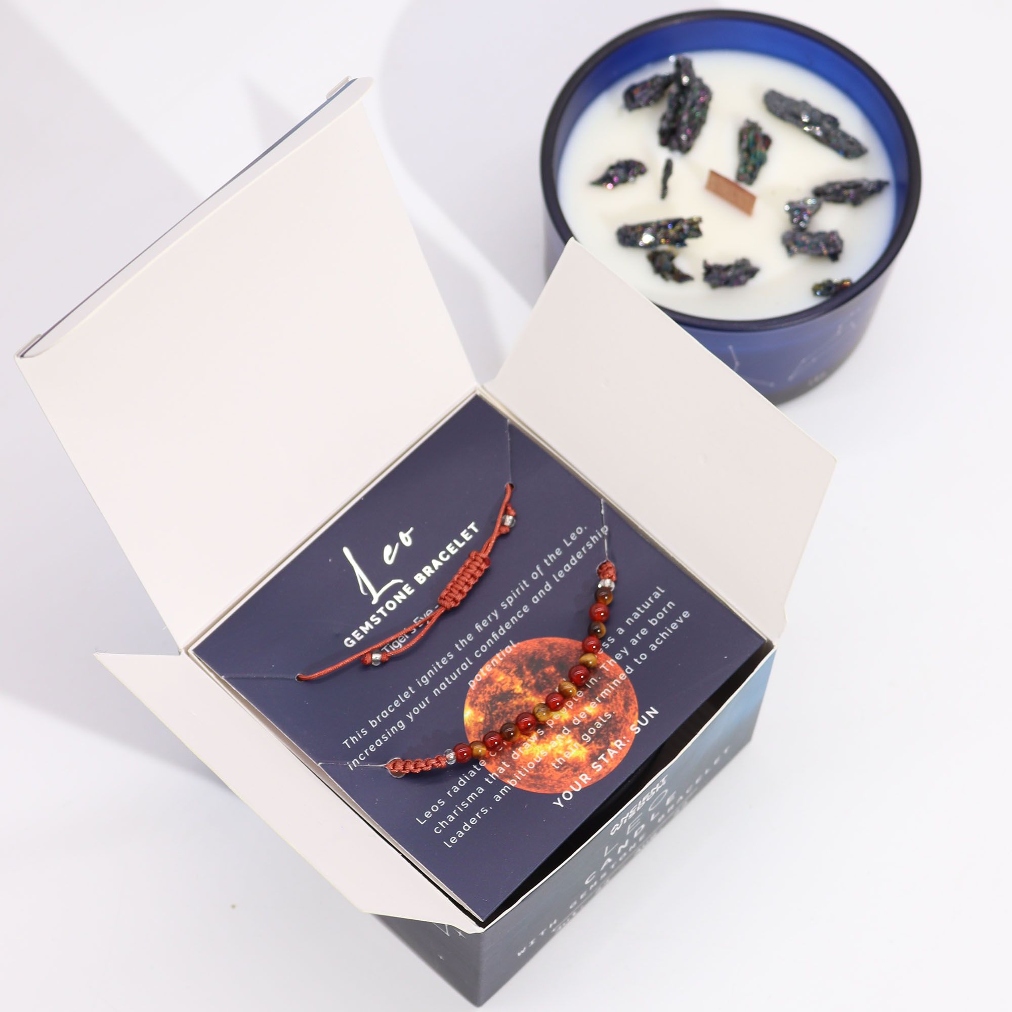 Zodiac Crystal Candle with Gemstone Bracelet - Leo - Afbeelding 4