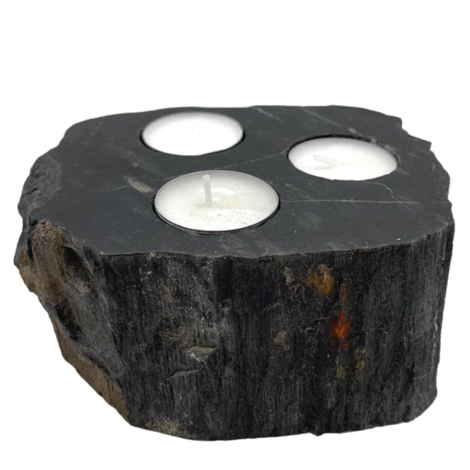 Petrified Wood Candle Holder - Triple - Afbeelding 5